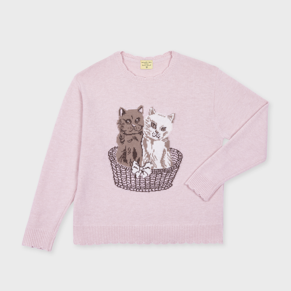NAT cashmere pullover kitties pink