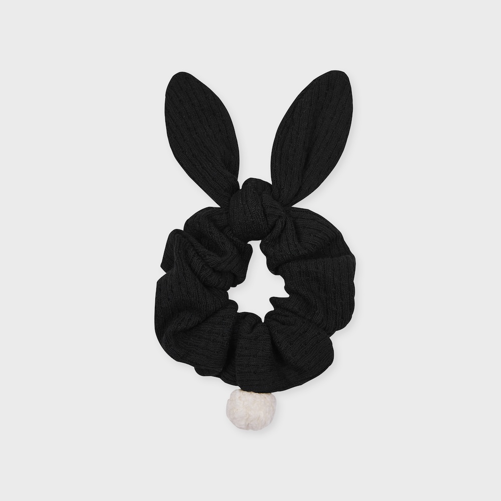 hair scrunchie bunny black