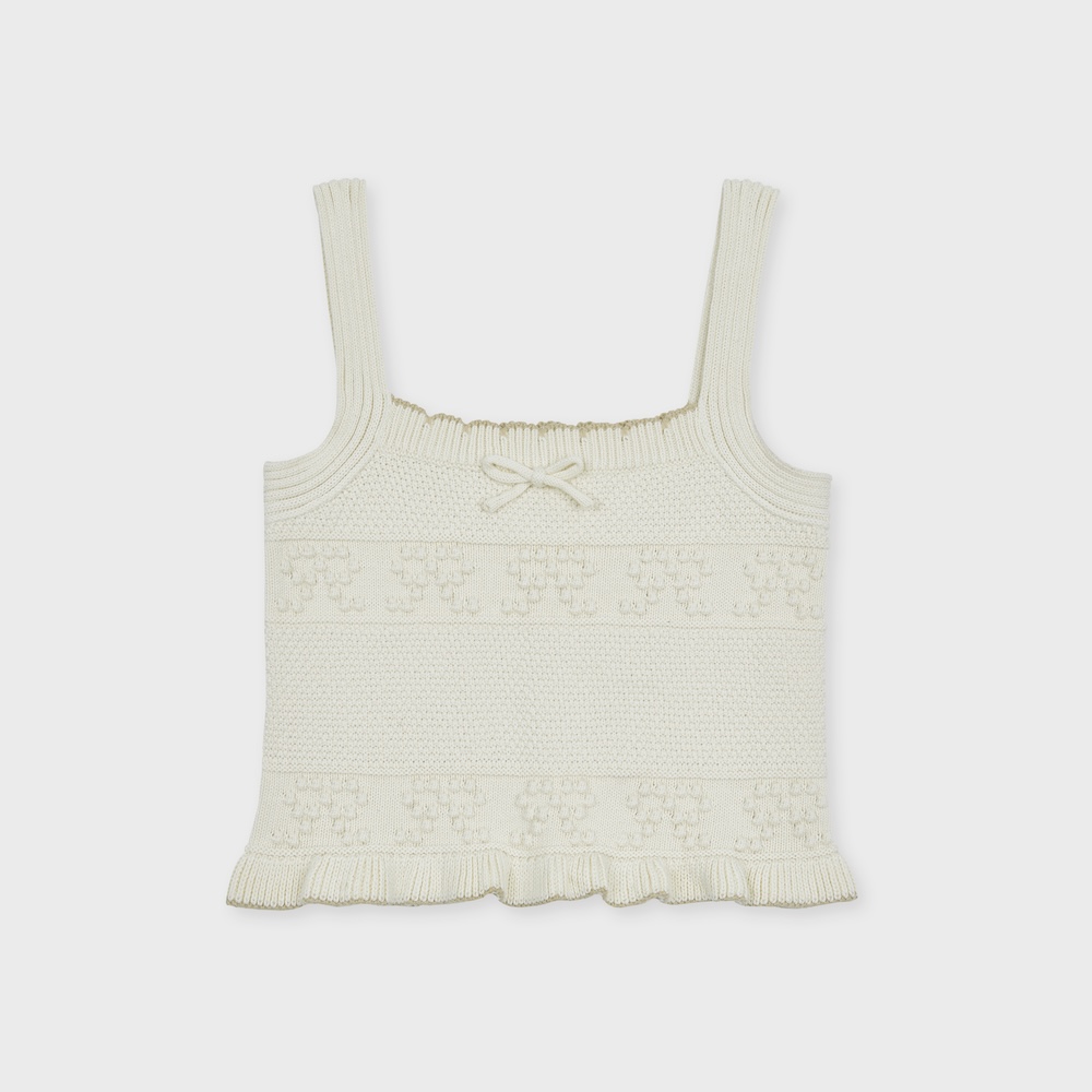 ribbon embossing cotton bustier ivory